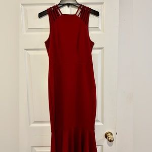 Deep red high low cocktail dress